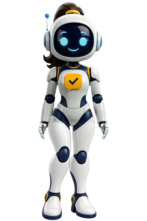 Denize de corpo inteiro, sua assistente virtual, dando tchauzinho